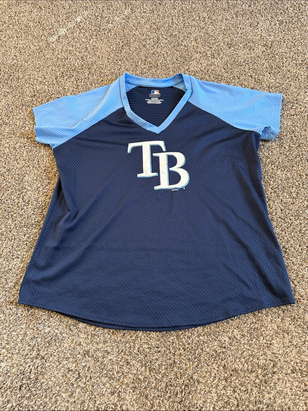 Tampa Bay Rays MLB Navy and Light Blue Women's Baseball Jersey with TB Logo XL